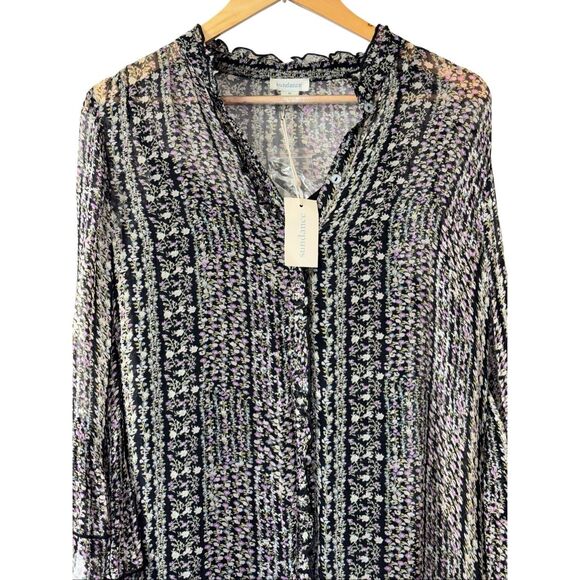 Sundance Quinn Floral Print Drop Waist Ruffle long sleeve Shift Dress Size M NEW - Picture 11 of 15